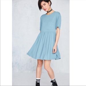 silence + noise Blue Cupro Babydoll Dress UO